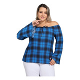 Camisa Xadrez Feminina Blusa Plus Size