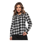 Camisa Xadrez Manga Longa Feminina Blusa Flanelada Junina
