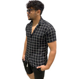 Camisa Xadrez Masculina Viscose Manga Curta