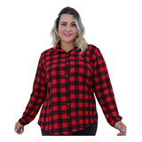 Camisa Xadrez Plus Size Blusa Feminina