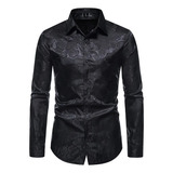 Camisas Florais Masculinas De Seda E Cetim, Camisa Casual De