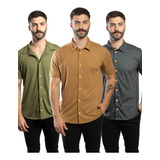 Camisas Slim Homem Moderno Kit 3