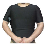 Camiseta / Coldre - Manga Curta - Masculina - Preta Canhota