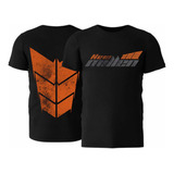 Camiseta Academia Dry Fit New Millen Preta Laranja Escudo