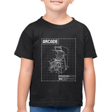 Camiseta Algodão Infantil Arcade Fliperama Projeto Camisa