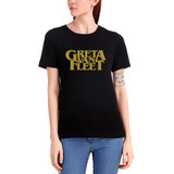 Camiseta Babylook Show Greta Van Fleet Banda Hard Rock Logo