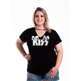 Camiseta Banda Rock Plus Size Kiss Feminina Blusinha T-shirt