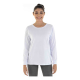 Camiseta Básica Feminina 100% Algodão Manga Longa P O Frio