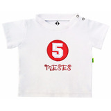 Camiseta Bebê Bordada Manga Curta Mêsversário 5 Meses Isabb