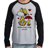 Camiseta Blusa Manga Longa Chuva De Amor De Deus Snoopy