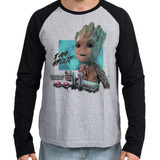 Camiseta Blusa Manga Longa Groot Guardiões