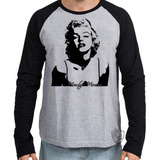 Camiseta Blusa Manga Longa Marilyn Monroe Estados Unidos Eua