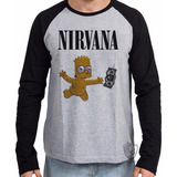 Camiseta Blusa Manga Longa Nirvana Bart