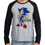 Camiseta Blusa Manga Longa Sonic Personagem
