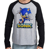 Camiseta Blusa Manga Longa Sonic Personagem