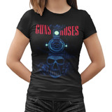 Camiseta Blusa Preta Feminina Baby Look Banda Guns N Roses