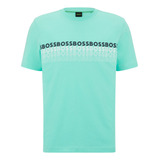 Camiseta Boss Gola Redonda Em Algodão Com Logos Coloridos
