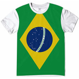 Camiseta Branca Bandeira Brasil Ordem Progresso