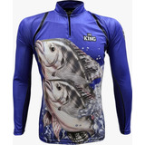 Camiseta Camisa Blusa Pesca King Proteção Uv50 Kff-645 Nfe
