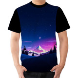 Camiseta Camisa Estrela Lua Paisagem Montanhas