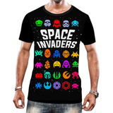 Camiseta Camisa Masculina Space Invaders Jogo Fliperama 1