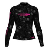 Camiseta Capuz Mar Negro Feminina Pesca Proteção Solar 50+