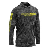 Camiseta Capuz Mar Negro Pesca Tamanho Especial Proteção50+ 