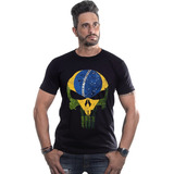 Camiseta Caveira Justiceiro Brasil Skull Ride