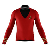 Camiseta Ciclismo Star Trek Vermelha Ciclista