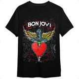 Camiseta De Rock Bon Jovi Unissex Preta