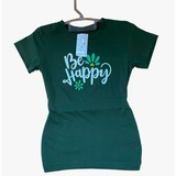 Camiseta Feminina Baby Look Viscolycra Be Happy Seja Feliz