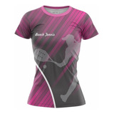 Camiseta Feminina Beach Tennis Camisa Térmica Dry Raquete Uv