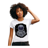 Camiseta Feminina Branca Astronauta Capacete Nasa