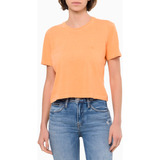 Camiseta Feminina Cropped Logo Calvin Klein Jeans - Laranja