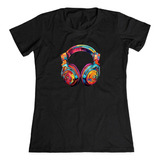 Camiseta Feminina Fone Dj Musica Eletronica