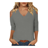 Camiseta Feminina I Able Color, Manga 3/4, Blusa Com Decote