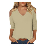 Camiseta Feminina K Able Color, Manga 3/4, Blusa Com Decote