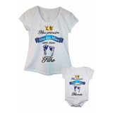 Camiseta Feminina Meu Primeiro Dia Das Mães Com Body De Bebê