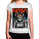 Camiseta Feminina Nasa Astronauta Eua Satelite