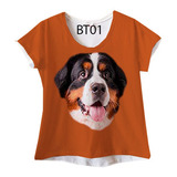 Camiseta Feminina Plus Size Bernese Mountain Cachorro Bt01