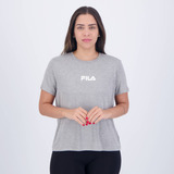 Camiseta Fila Letter Fit Feminina Cinza Mescla