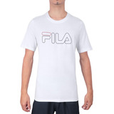 Camiseta Fila Letter Outline Branco Marinho E Vermelha