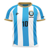 Camiseta Filtro Uv Infantil Argentina Albiceleste Tri Campeã