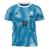 Camiseta Filtro Uv Infantil Argentina Azul Copa Retrô