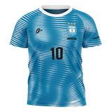 Camiseta Filtro Uv Infantil Argentina Azul Copa Retrô