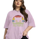 Camiseta Impressao Gato Estampada Minimalistas Fit Oversized