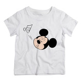 Camiseta Infantil Bco Mickey Assoviando Musica