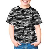 Camiseta Infantil Camuflada Exército Militar Soldado