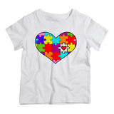 Camiseta Infantil Feminina Coração Autismo Quebra