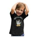 Camiseta Infantil Menino Menina Já Ouço Rock & Roll Mão